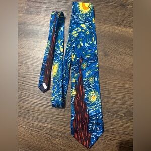 Vintage Van Gogh Starry Night Ralph Marlin Silk Art Tie 1992 Made In USA Rare